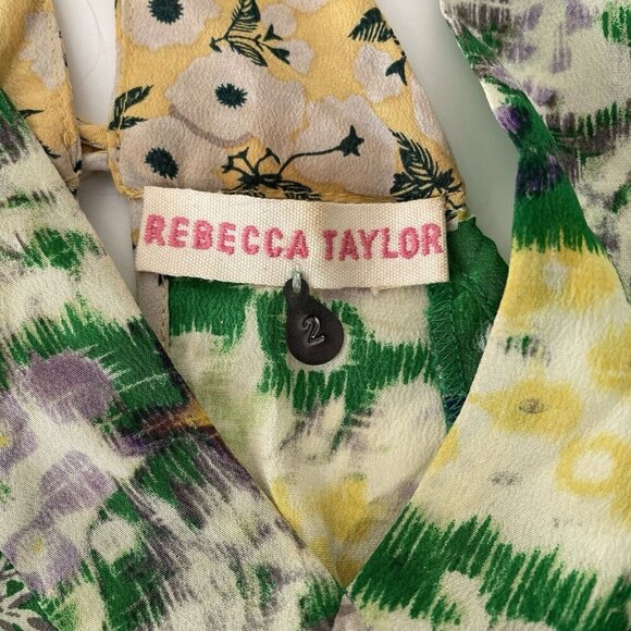 Vintage Rebecca Taylor Y2K Fairy Silk Tank Top Cami Kelly Green Yellow Boho 2 - Picture 5 of 12